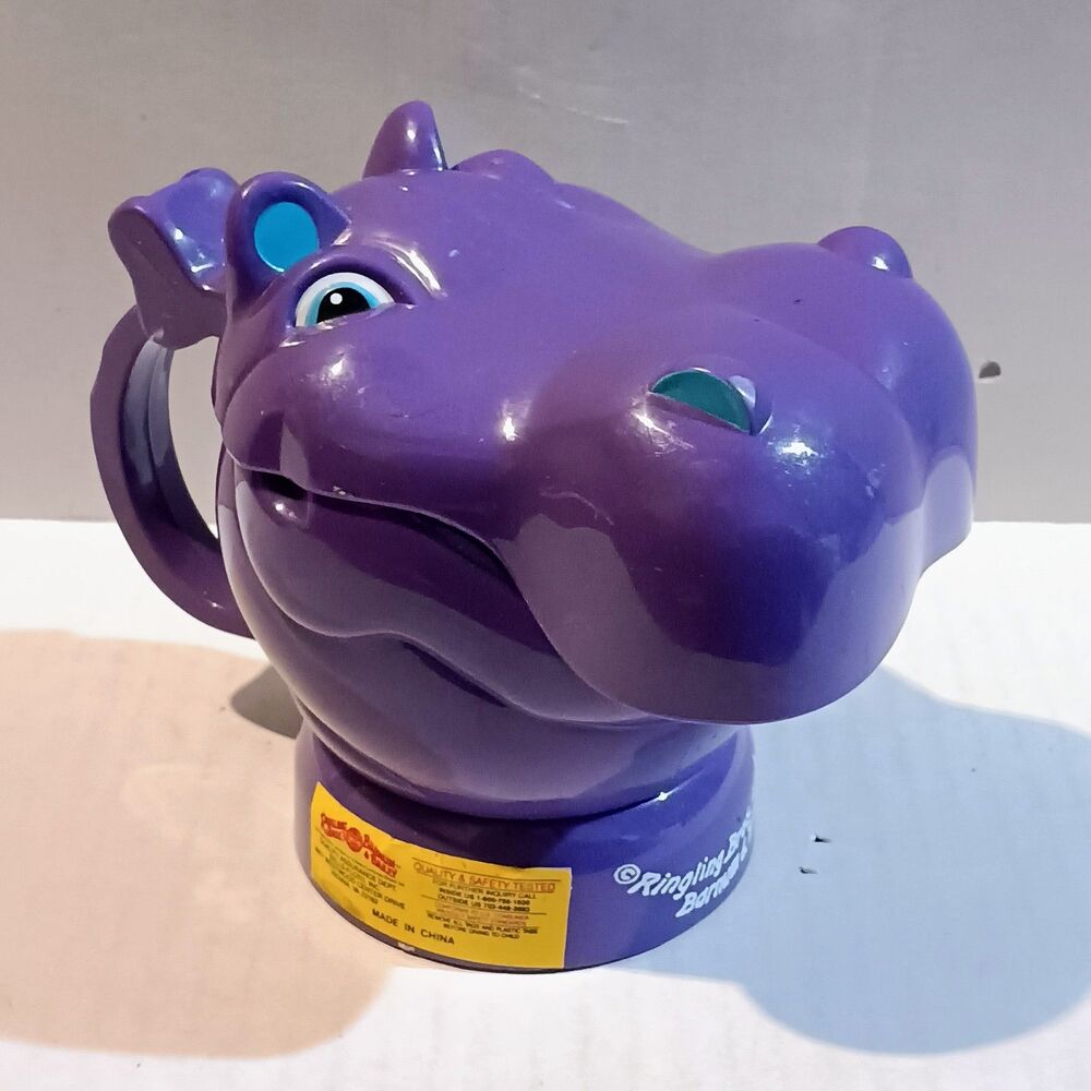 Vtg Ringling Bros Barnum & Bailey Circus 3D Hippo Plastic Flip-Top Cup-Souvenir
